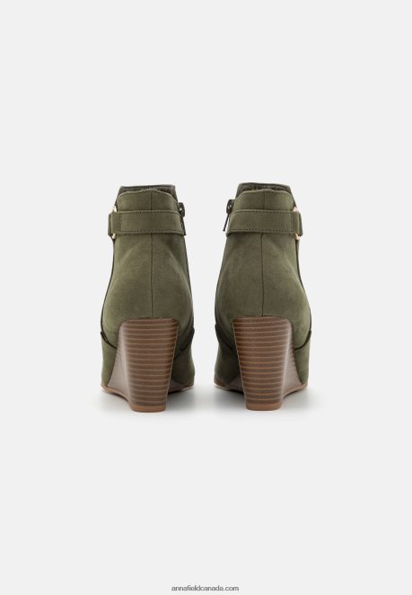 Anna Field Women Wedge Ankle Boots Khaki H42J4Z1913