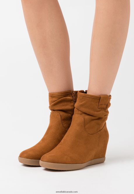 Anna Field Women Winter Boot Wedge Ankle Boots Cognac H42J4Z2064