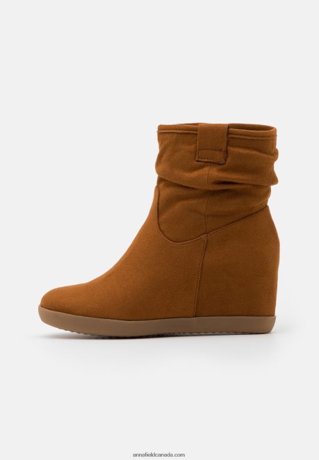 Anna Field Women Winter Boot Wedge Ankle Boots Cognac H42J4Z2064