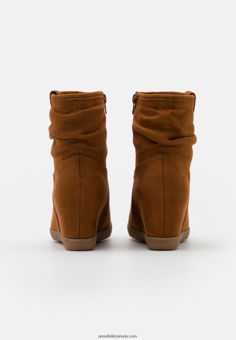 Anna Field Women Winter Boot Wedge Ankle Boots Cognac H42J4Z2064