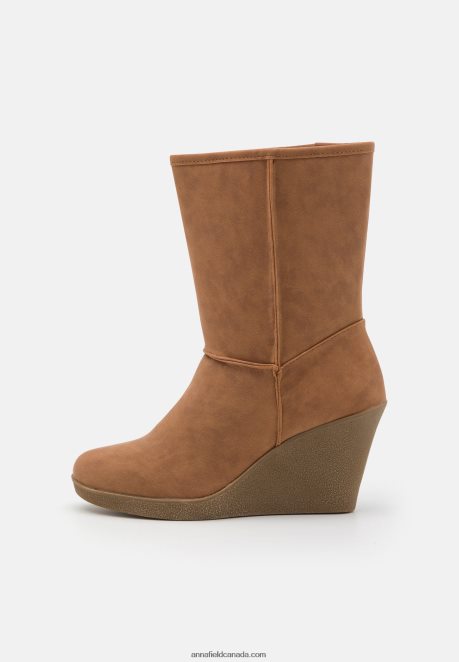 Anna Field Women Winter Boot Wedge Ankle Boots Cognac H42J4Z2065