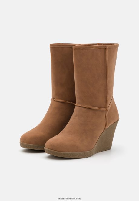 Anna Field Women Winter Boot Wedge Ankle Boots Cognac H42J4Z2065