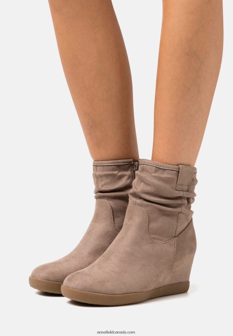 Anna Field Women Winter Boot Wedge Ankle Boots Taupe H42J4Z2063