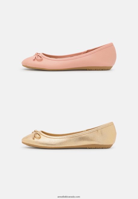 Anna Field Women 2 Pack Ballet Pumps Gold/Pink H42J4Z2096