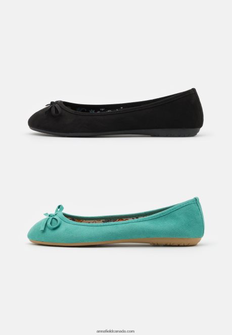 Anna Field Women 2 Pack Ballet Pumps Mint/Black H42J4Z2105