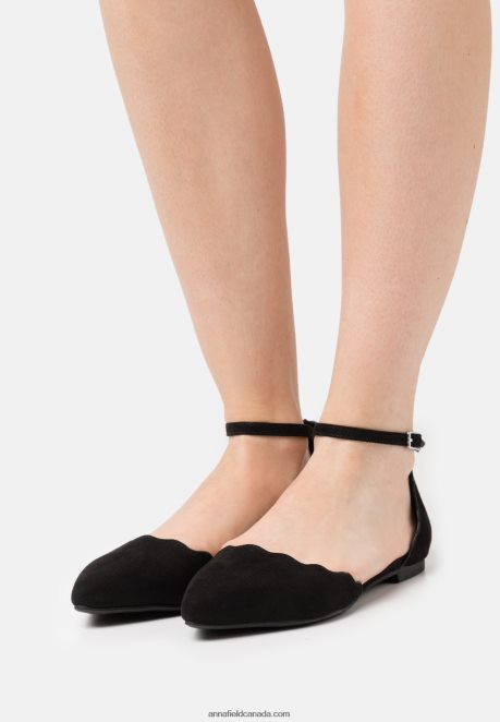Anna Field Women Ankle Strap Ballet Pumps Black H42J4Z2155