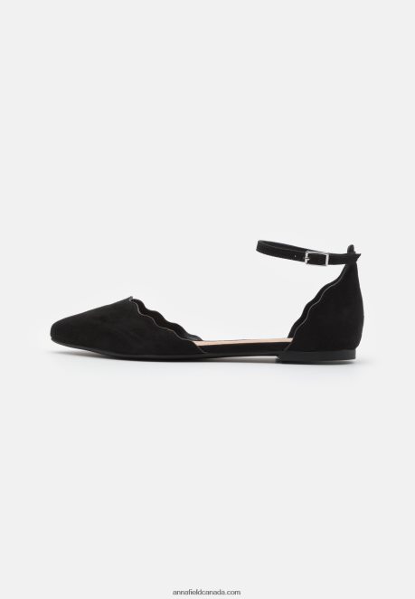 Anna Field Women Ankle Strap Ballet Pumps Black H42J4Z2155