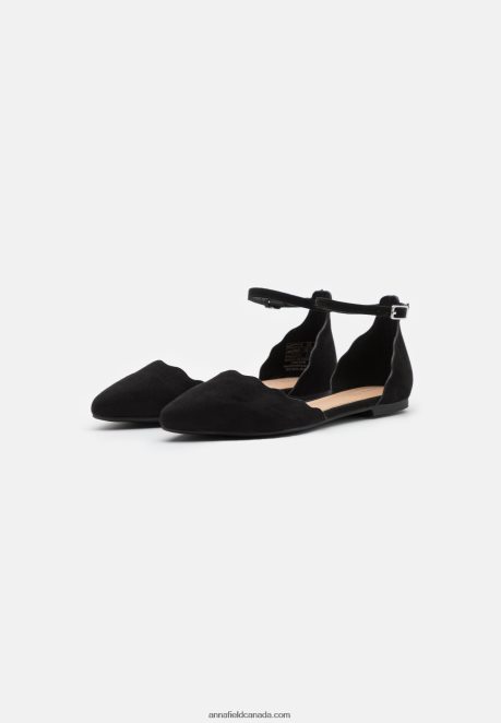 Anna Field Women Ankle Strap Ballet Pumps Black H42J4Z2155