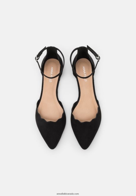 Anna Field Women Ankle Strap Ballet Pumps Black H42J4Z2155