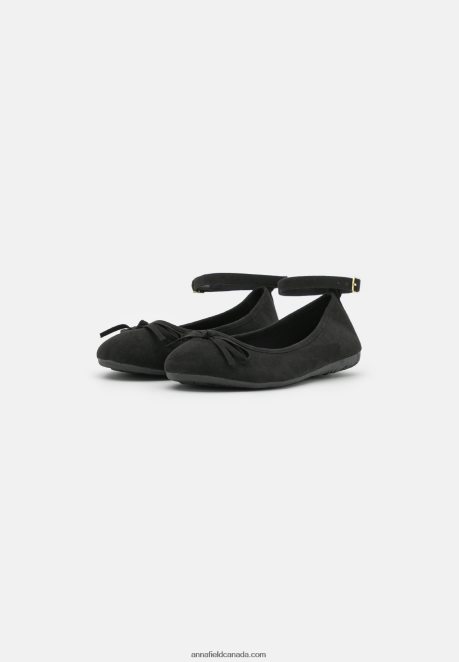 Anna Field Women Ankle Strap Ballet Pumps Black H42J4Z2157