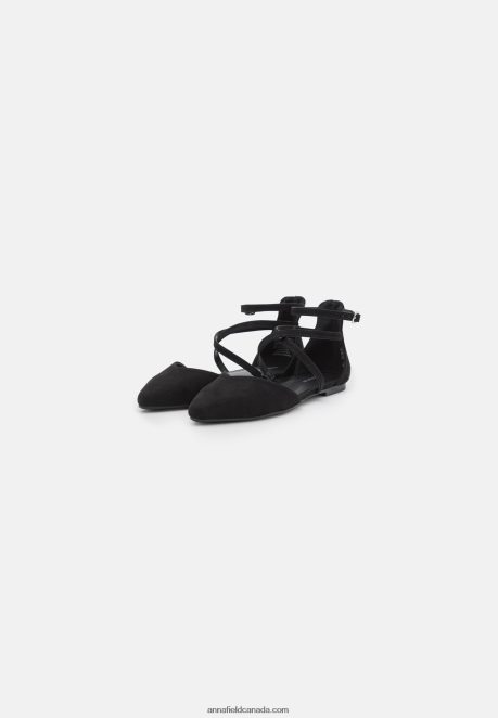 Anna Field Women Ankle Strap Ballet Pumps Black H42J4Z2160
