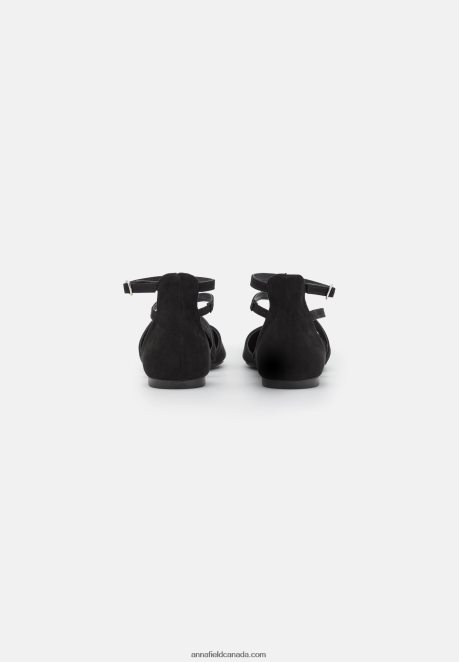 Anna Field Women Ankle Strap Ballet Pumps Black H42J4Z2160