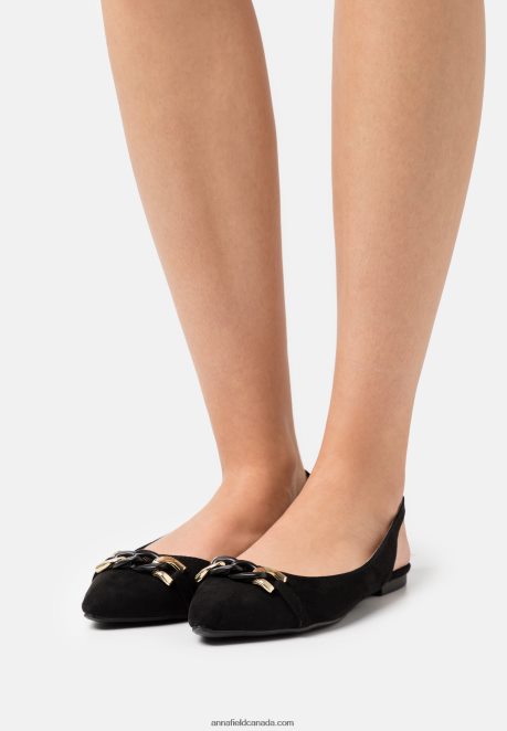 Anna Field Women Ankle Strap Ballet Pumps Black H42J4Z2172
