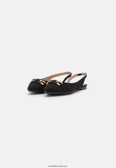 Anna Field Women Ankle Strap Ballet Pumps Black H42J4Z2172