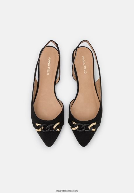 Anna Field Women Ankle Strap Ballet Pumps Black H42J4Z2172