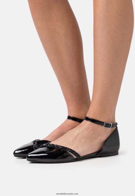 Anna Field Women Ankle Strap Ballet Pumps Black H42J4Z2173