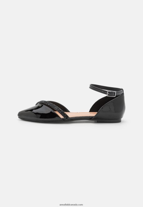 Anna Field Women Ankle Strap Ballet Pumps Black H42J4Z2173