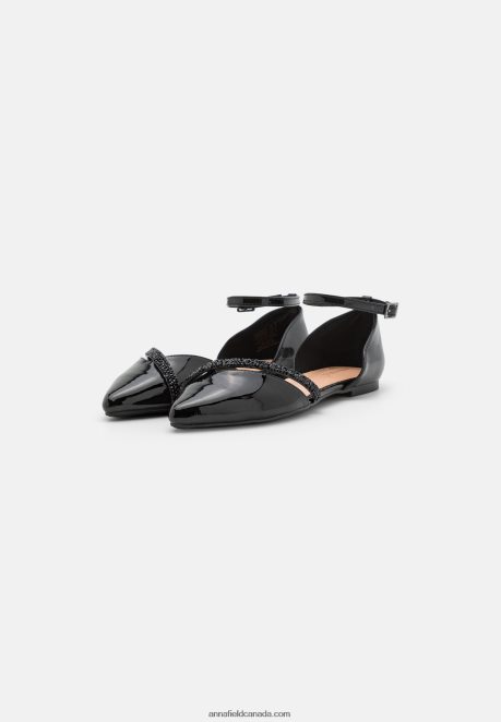 Anna Field Women Ankle Strap Ballet Pumps Black H42J4Z2173