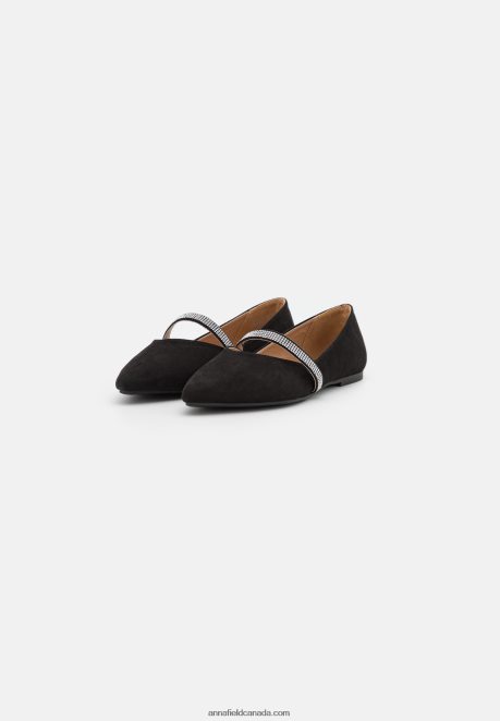 Anna Field Women Ankle Strap Ballet Pumps Black H42J4Z2176