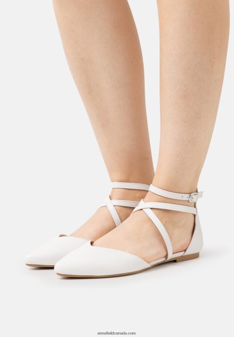 Anna Field Women Ankle Strap Ballet Pumps White H42J4Z2158