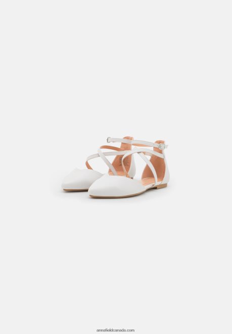 Anna Field Women Ankle Strap Ballet Pumps White H42J4Z2158