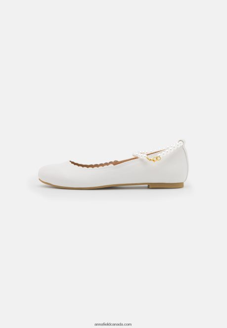Anna Field Women Ankle Strap Ballet Pumps White H42J4Z2178