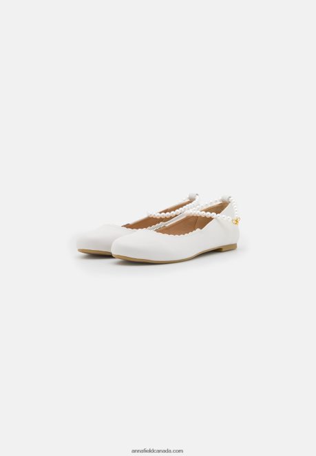 Anna Field Women Ankle Strap Ballet Pumps White H42J4Z2178