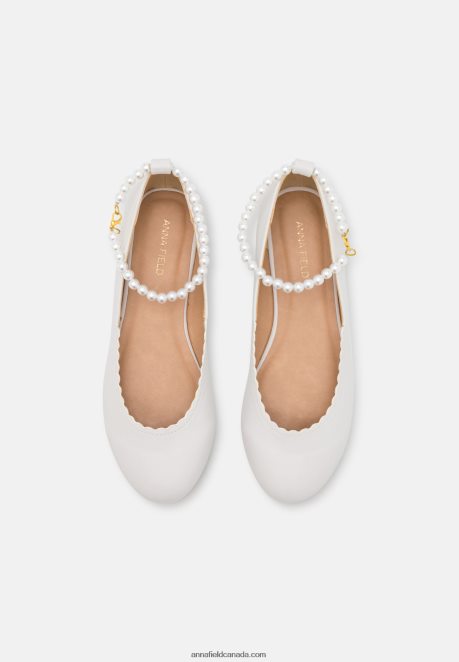 Anna Field Women Ankle Strap Ballet Pumps White H42J4Z2178