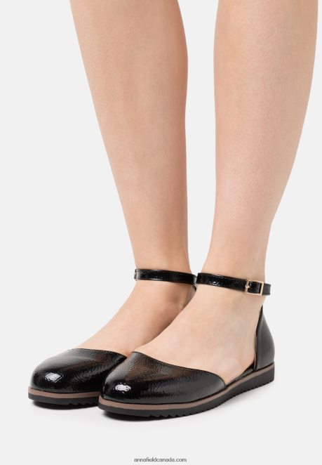 Anna Field Women Comfort Ankle Strap Ballet Pumps Black H42J4Z2163