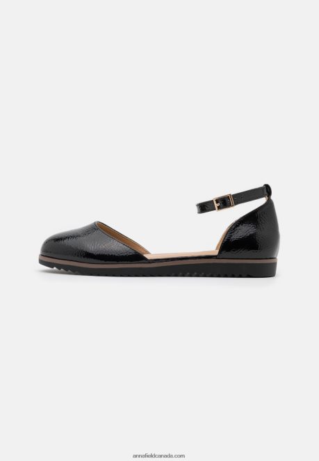 Anna Field Women Comfort Ankle Strap Ballet Pumps Black H42J4Z2163
