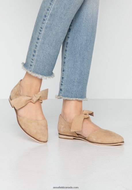 Anna Field Women Leather Ankle Strap Ballet Pumps Beige H42J4Z2162