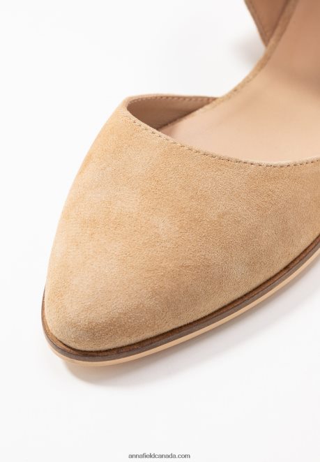 Anna Field Women Leather Ankle Strap Ballet Pumps Beige H42J4Z2162