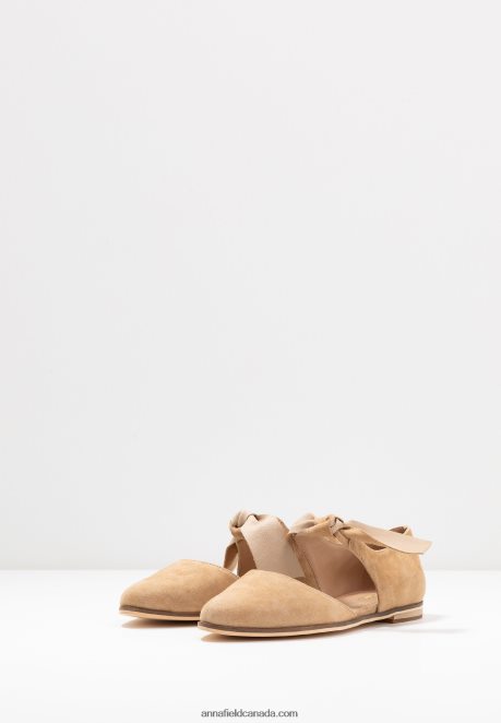 Anna Field Women Leather Ankle Strap Ballet Pumps Beige H42J4Z2162