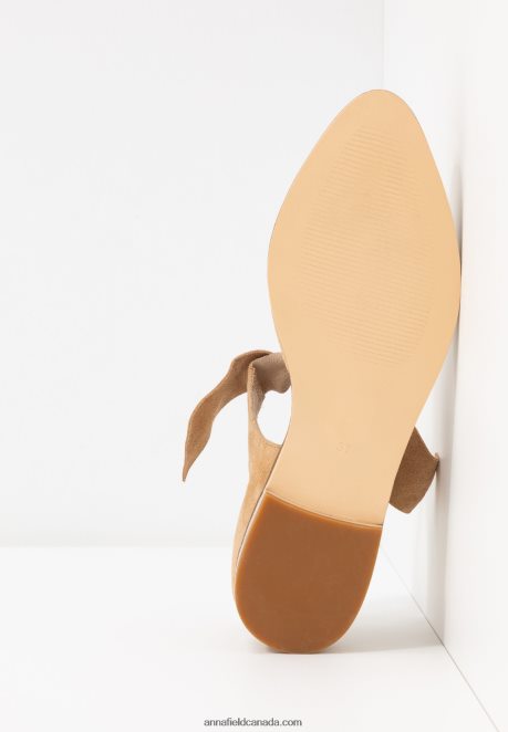 Anna Field Women Leather Ankle Strap Ballet Pumps Beige H42J4Z2162