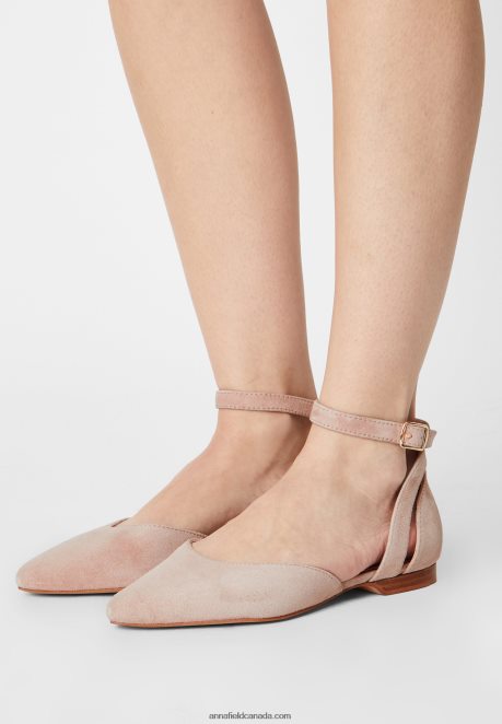 Anna Field Women Leather Ankle Strap Ballet Pumps Beige H42J4Z2164