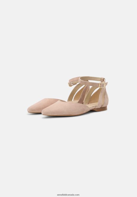 Anna Field Women Leather Ankle Strap Ballet Pumps Beige H42J4Z2164