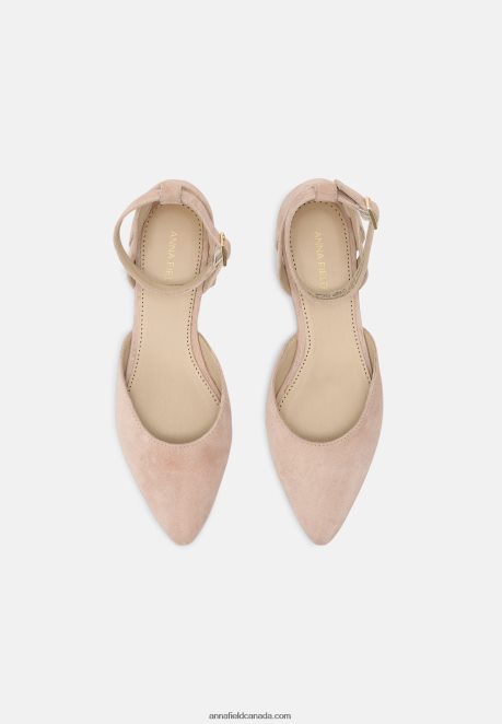 Anna Field Women Leather Ankle Strap Ballet Pumps Beige H42J4Z2164