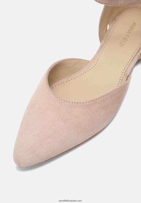 Anna Field Women Leather Ankle Strap Ballet Pumps Beige H42J4Z2164