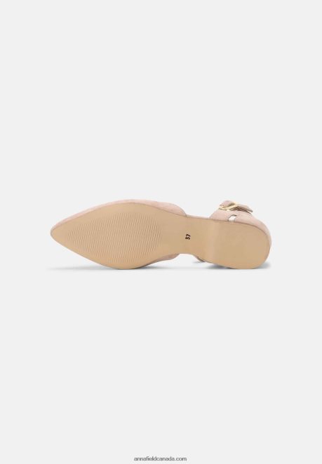 Anna Field Women Leather Ankle Strap Ballet Pumps Beige H42J4Z2164
