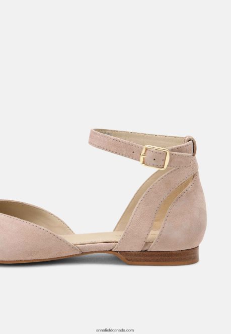 Anna Field Women Leather Ankle Strap Ballet Pumps Beige H42J4Z2164