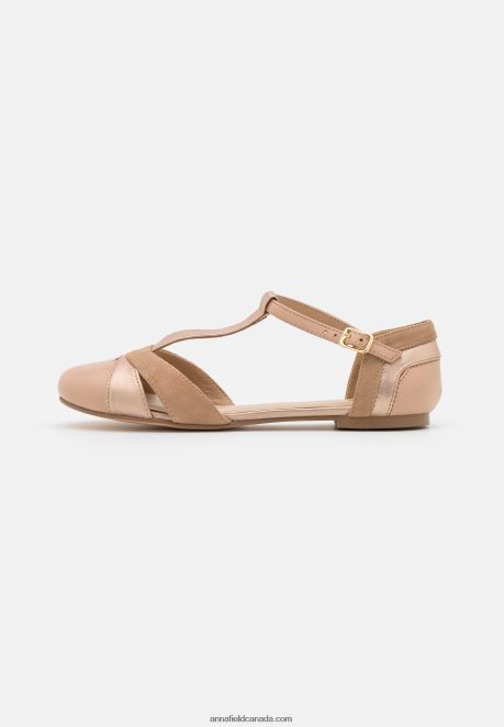 Anna Field Women Leather Ankle Strap Ballet Pumps Beige H42J4Z2168