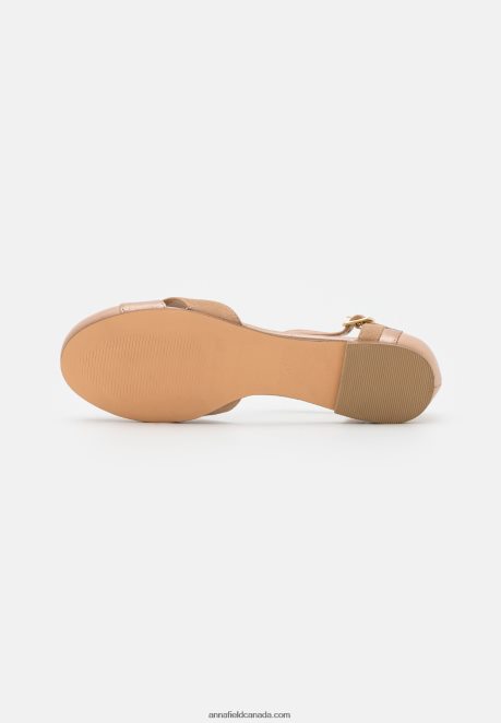 Anna Field Women Leather Ankle Strap Ballet Pumps Beige H42J4Z2168