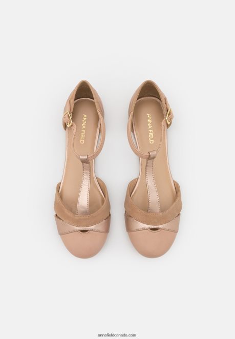 Anna Field Women Leather Ankle Strap Ballet Pumps Beige H42J4Z2168