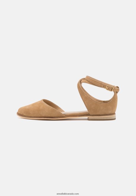 Anna Field Women Leather Ankle Strap Ballet Pumps Beige H42J4Z2170