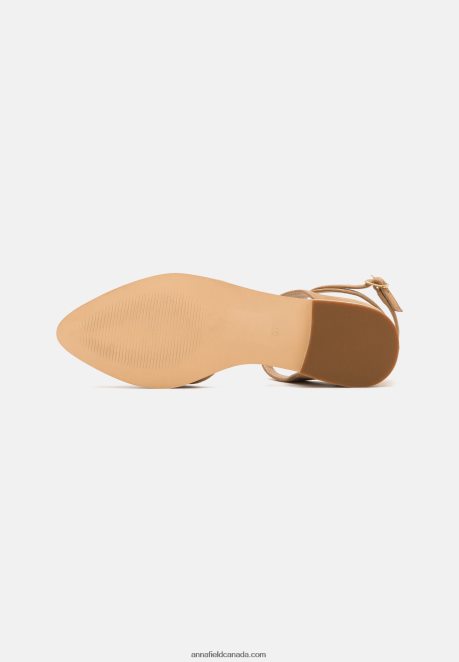 Anna Field Women Leather Ankle Strap Ballet Pumps Beige H42J4Z2170