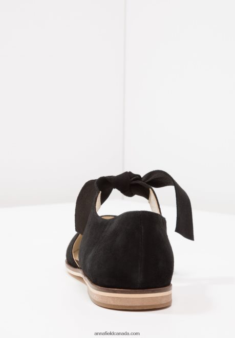 Anna Field Women Leather Ankle Strap Ballet Pumps Black H42J4Z2159