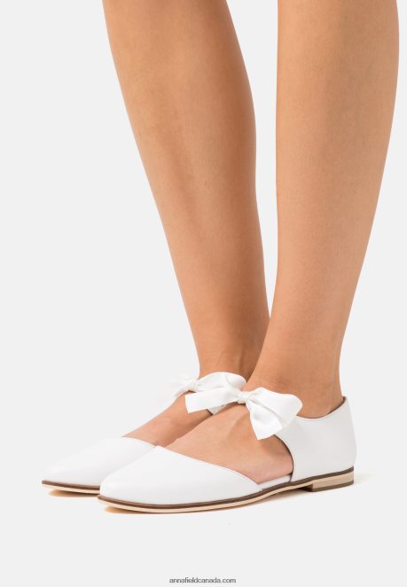 Anna Field Women Leather Ankle Strap Ballet Pumps White H42J4Z2169