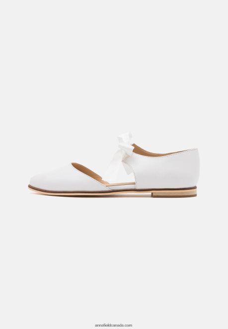 Anna Field Women Leather Ankle Strap Ballet Pumps White H42J4Z2169
