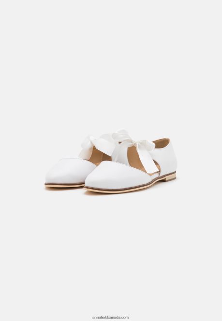 Anna Field Women Leather Ankle Strap Ballet Pumps White H42J4Z2169