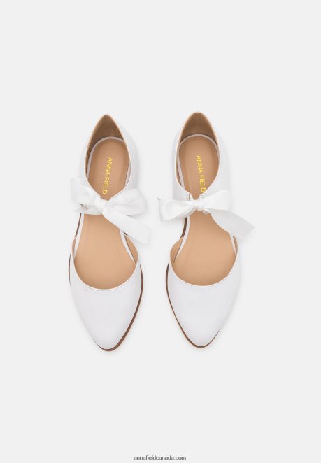Anna Field Women Leather Ankle Strap Ballet Pumps White H42J4Z2169